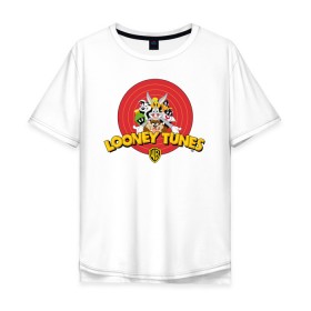 Мужская футболка хлопок Oversize с принтом Looney Tunes в Екатеринбурге, 100% хлопок | свободный крой, круглый ворот, “спинка” длиннее передней части | Тематика изображения на принте: bugs bunny | daffy duck | looney tunes | sylvester | tasmanian devil | taz | tweety | vdzabma | багз банни | даффи дак | луни тюнз | сильвестр | таз | тасманский дьяво | твити