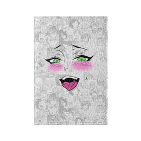 Обложка для паспорта матовая кожа с принтом Ахегао в Екатеринбурге, натуральная матовая кожа | размер 19,3 х 13,7 см; прозрачные пластиковые крепления | ahegao | ahegao face | anime | manga | аниме | аниме лицо | ахегао | ахегао лицо | ахигао | манга