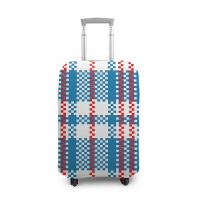Чехол для чемодана 3D с принтом Челнок в Екатеринбурге, 86% полиэфир, 14% спандекс | двустороннее нанесение принта, прорези для ручек и колес | 90 е | девяностые | китайская сумка | клетка | клеточка | орнамент | пиксель | продавец | рынок | сумка орнамент | сумка челнока | текстура | челнок | челночная | челночный