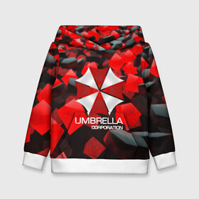 Детская толстовка 3D с принтом Umbrella Corp. в Екатеринбурге, 100% полиэстер | двухслойный капюшон со шнурком для регулировки, мягкие манжеты на рукавах и по низу толстовки, спереди карман-кенгуру с мягким внутренним слоем | Тематика изображения на принте: biohazard | biohazard 7 | crocodile | fang | game | hand | monster | new umbrella | resident evil | resident evil 7 | umbrella | umbrella corp | umbrella corporation | zombie