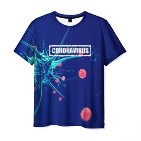 Мужская футболка 3D с принтом CORONAVIRUS в Екатеринбурге, 100% полиэфир | прямой крой, круглый вырез горловины, длина до линии бедер | covid 19 | molecule | абстракция | клетки | коронавирус | медицина | микробы | молекулы | наука | нейрон | нейроны | текстура | текстуры | формула