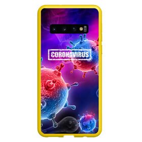 Чехол для Samsung Galaxy S10 с принтом CORONAVIRUS в Екатеринбурге, Силикон | Область печати: задняя сторона чехла, без боковых панелей | covid 19 | molecule | абстракция | клетки | коронавирус | медицина | микробы | молекулы | наука | нейрон | нейроны | текстура | текстуры | формула