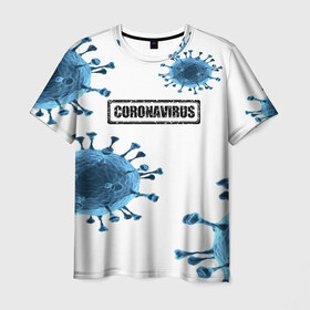 Мужская футболка 3D с принтом CORONAVIRUS в Екатеринбурге, 100% полиэфир | прямой крой, круглый вырез горловины, длина до линии бедер | covid 19 | molecule | абстракция | клетки | коронавирус | медицина | микробы | молекулы | наука | нейрон | нейроны | текстура | текстуры | формула