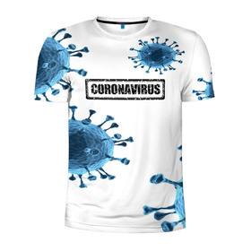 Мужская футболка 3D спортивная с принтом CORONAVIRUS в Екатеринбурге, 100% полиэстер с улучшенными характеристиками | приталенный силуэт, круглая горловина, широкие плечи, сужается к линии бедра | covid 19 | molecule | абстракция | клетки | коронавирус | медицина | микробы | молекулы | наука | нейрон | нейроны | текстура | текстуры | формула