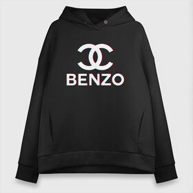 Женское худи Oversize хлопок с принтом BBT BENZO GANG в Екатеринбурге, френч-терри — 70% хлопок, 30% полиэстер. Мягкий теплый начес внутри —100% хлопок | боковые карманы, эластичные манжеты и нижняя кромка, капюшон на магнитной кнопке | bbt | benzo | benzo gang | big baby tape | ббт | бензо