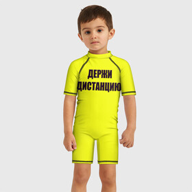Детский купальный костюм 3D с принтом Коронавирус в Екатеринбурге, Полиэстер 85%, Спандекс 15% | застежка на молнии на спине | Тематика изображения на принте: вирус | держи дистанцию | карантин | корона | коронавирус | пандемия | самоизоляция | эпидемия