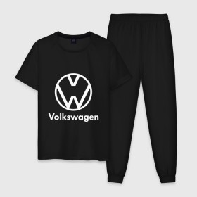 Мужская пижама хлопок с принтом VOLKSWAGEN. в Екатеринбурге, 100% хлопок | брюки и футболка прямого кроя, без карманов, на брюках мягкая резинка на поясе и по низу штанин
 | 