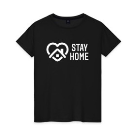 Женская футболка хлопок с принтом INSTAGRAM (STAY HOME). в Екатеринбурге, 100% хлопок | прямой крой, круглый вырез горловины, длина до линии бедер, слегка спущенное плечо | instagram | stay home | дистанция | инстаграм | логотип | лучше дома | остаться дома | сиди дома