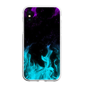 Чехол для iPhone XS Max матовый с принтом НЕОНОВЫЙ ОГОНЬ NEON FIRE в Екатеринбурге, Силикон | Область печати: задняя сторона чехла, без боковых панелей | bright | fire | flame | heat | light | neon | wildfire | искры | неон | огненный | огонь | пламя | пожар