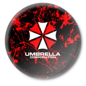 Значок с принтом Umbrella Corporation. в Екатеринбурге,  металл | круглая форма, металлическая застежка в виде булавки | resident evil | umbrella corporation | амбрелла | амбрелла корпорейшн | вирус | вымышленная военная и фармацевтическая корпорация | игра | умбрелла