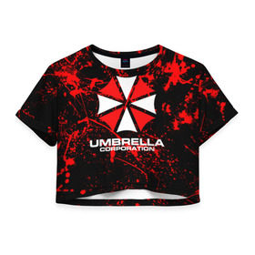 Женская футболка Crop-top 3D с принтом Umbrella Corporation. в Екатеринбурге, 100% полиэстер | круглая горловина, длина футболки до линии талии, рукава с отворотами | resident evil | umbrella corporation | амбрелла | амбрелла корпорейшн | вирус | вымышленная военная и фармацевтическая корпорация | игра | умбрелла