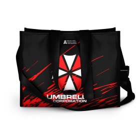 Сумка-шоппер 3D с принтом Umbrella Corporation. в Екатеринбурге, 100% полиэстер | застегивается на металлическую кнопку; внутренний карман застегивается на молнию. Стенки укреплены специальным мягким материалом, чтобы защитить содержимое от несильных ударов
 | resident evil | umbrella corporation | амбрелла | амбрелла корпорейшн | вирус | вымышленная военная и фармацевтическая корпорация | игра | умбрелла