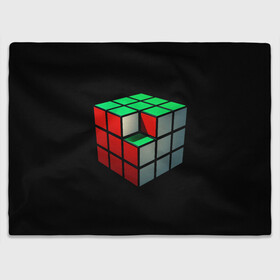 Плед 3D с принтом Кубик Рубика в Екатеринбурге, 100% полиэстер | закругленные углы, все края обработаны. Ткань не мнется и не растягивается | 3d | головоломка | игры | кубик | мозг | недостающий | рубика | элемент