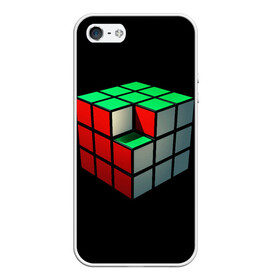 Чехол для iPhone 5/5S матовый с принтом Кубик Рубика в Екатеринбурге, Силикон | Область печати: задняя сторона чехла, без боковых панелей | Тематика изображения на принте: 3d | головоломка | игры | кубик | мозг | недостающий | рубика | элемент
