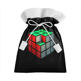 Подарочный 3D мешок с принтом Кубик Рубика в Екатеринбурге, 100% полиэстер | Размер: 29*39 см | 3d | головоломка | игры | кубик | мозг | недостающий | рубика | элемент