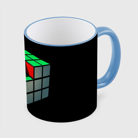Кружка с полной запечаткой с принтом Кубик Рубика в Екатеринбурге, керамика | ёмкость 330 мл | 3d | головоломка | игры | кубик | мозг | недостающий | рубика | элемент