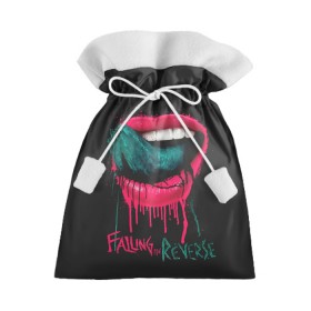 Подарочный 3D мешок с принтом Falling in Reverse в Екатеринбурге, 100% полиэстер | Размер: 29*39 см | Тематика изображения на принте: falling in reverse | gold | lips | mouth | rock | ronnie radke | teeth | tongue | губы | золото | зубы | рок | ронни радке | рот | язык