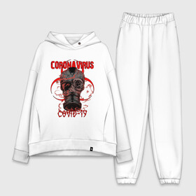 Женский костюм хлопок Oversize с принтом COVID 19 EPIDEMIC CORONAVIRUS в Екатеринбурге,  |  | biohazard | covid 19 | mask | ncov | virus | биохазард | вирус | китай | коронавирус | маска | медицина | медицинская маска | нков | эпидемия