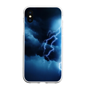 Чехол для iPhone XS Max матовый с принтом STORM в Екатеринбурге, Силикон | Область печати: задняя сторона чехла, без боковых панелей | storm | textures | zippy | искры | молния | текстуры | фон | шторм