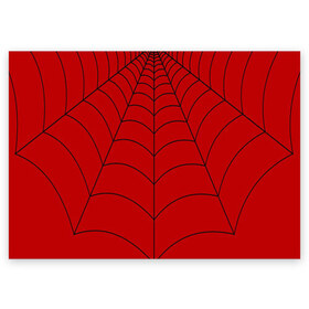 Поздравительная открытка с принтом Паутина в Екатеринбурге, 100% бумага | плотность бумаги 280 г/м2, матовая, на обратной стороне линовка и место для марки
 | spider | красный | линии | паук | паутина | полосы | текстура