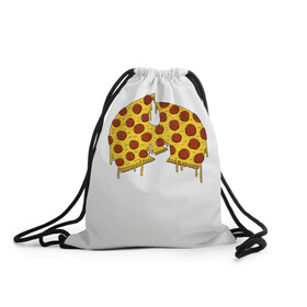 Рюкзак-мешок 3D с принтом Pizza Clan в Екатеринбурге, 100% полиэстер | плотность ткани — 200 г/м2, размер — 35 х 45 см; лямки — толстые шнурки, застежка на шнуровке, без карманов и подкладки | ghostface | method man | pizza | rap | rza | wu tang | ву танг | еда | метод мен | пицца | рэп