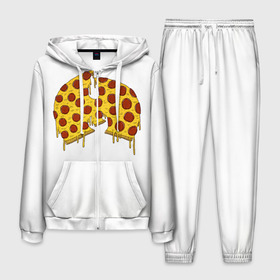 Мужской костюм 3D с принтом Pizza Clan в Екатеринбурге, 100% полиэстер | Манжеты и пояс оформлены тканевой резинкой, двухслойный капюшон со шнурком для регулировки, карманы спереди | ghostface | method man | pizza | rap | rza | wu tang | ву танг | еда | метод мен | пицца | рэп