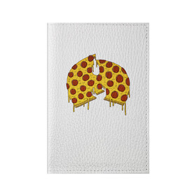 Обложка для паспорта матовая кожа с принтом Pizza Clan в Екатеринбурге, натуральная матовая кожа | размер 19,3 х 13,7 см; прозрачные пластиковые крепления | Тематика изображения на принте: ghostface | method man | pizza | rap | rza | wu tang | ву танг | еда | метод мен | пицца | рэп