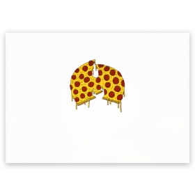 Поздравительная открытка с принтом Pizza Clan в Екатеринбурге, 100% бумага | плотность бумаги 280 г/м2, матовая, на обратной стороне линовка и место для марки
 | Тематика изображения на принте: ghostface | method man | pizza | rap | rza | wu tang | ву танг | еда | метод мен | пицца | рэп