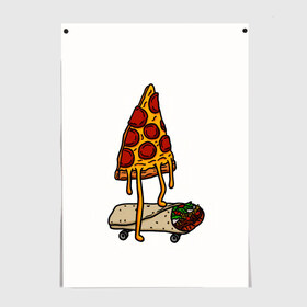 Постер с принтом ПИЦЦА НА ШАВЕРМЕ в Екатеринбурге, 100% бумага
 | бумага, плотность 150 мг. Матовая, но за счет высокого коэффициента гладкости имеет небольшой блеск и дает на свету блики, но в отличии от глянцевой бумаги не покрыта лаком | food | pizza | еда | пицца | скейтборд | шаверма | шаурма