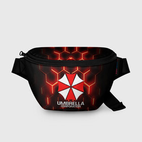 Поясная сумка 3D с принтом UMBRELLA CORP в Екатеринбурге, 100% полиэстер | плотная ткань, ремень с регулируемой длиной, внутри несколько карманов для мелочей, основное отделение и карман с обратной стороны сумки застегиваются на молнию | ada wong | biohazard | leon | nemesis | project resistance | raccoon city | re | re3 | resident evil | resident evil 3 | rpd | stars | umbrella | ада вонг | амбрелла | немезис | ужасы