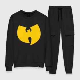 Женский костюм хлопок с принтом Wu-Tang Clan. в Екатеринбурге, 100% хлопок | на свитшоте круглая горловина, мягкая резинка по низу. Брюки заужены к низу, на них два вида карманов: два 