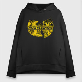 Женское худи Oversize хлопок с принтом Wu-Tang Clan в Екатеринбурге, френч-терри — 70% хлопок, 30% полиэстер. Мягкий теплый начес внутри —100% хлопок | боковые карманы, эластичные манжеты и нижняя кромка, капюшон на магнитной кнопке | genius gza | method man | razor rza | wu tang | wu tang clan | ву танг клан | гангста рэп | гангстеры | девяти человек | музыка | хип хоп