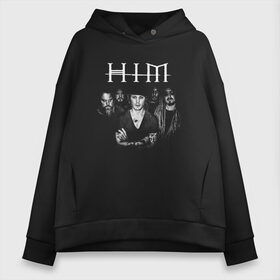 Женское худи Oversize хлопок с принтом HIM в Екатеринбурге, френч-терри — 70% хлопок, 30% полиэстер. Мягкий теплый начес внутри —100% хлопок | боковые карманы, эластичные манжеты и нижняя кромка, капюшон на магнитной кнопке | him | the him | вилле вало | готик | группа | лав | метал | микко линдстрём | микко паананен | музыка | рок | финская | хим | юкка крёгер | янне пууртинен