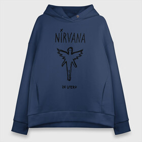 Женское худи Oversize хлопок с принтом Nirvana In utero в Екатеринбурге, френч-терри — 70% хлопок, 30% полиэстер. Мягкий теплый начес внутри —100% хлопок | боковые карманы, эластичные манжеты и нижняя кромка, капюшон на магнитной кнопке | in utero | nirvana | nirvana in utero | smile | курт кобейн | нирвана | нирвана in utero