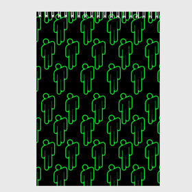 Скетчбук с принтом BILLIE EILISH GREEN TIME в Екатеринбурге, 100% бумага
 | 48 листов, плотность листов — 100 г/м2, плотность картонной обложки — 250 г/м2. Листы скреплены сверху удобной пружинной спиралью | Тематика изображения на принте: 