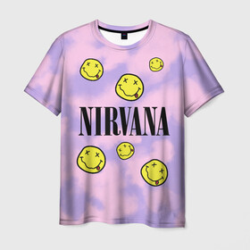 Мужская футболка 3D с принтом NIRVANA в Екатеринбурге, 100% полиэфир | прямой крой, круглый вырез горловины, длина до линии бедер | Тематика изображения на принте: in utero | nevermind | nirvana | nirvana in utero | nirvana logo | smile | курт кобейн | нирвана | нирвана in utero | нирвана лого