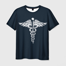 Мужская футболка 3D с принтом Caduceus в Екатеринбурге, 100% полиэфир | прямой крой, круглый вырез горловины, длина до линии бедер | caduceus | coronavirus | medic | nurse | superhero | врач | врачи | герои | герой | коронавирус | медбрат | медик | медики | медицина | медсестра | супергерои | супергерой