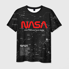 Мужская футболка 3D с принтом NASA в Екатеринбурге, 100% полиэфир | прямой крой, круглый вырез горловины, длина до линии бедер | nasa | астронавт | вселенная | звёздная карта | звёзды | космический | космонавт | космонавтика | космос | наса | ракета | шатл