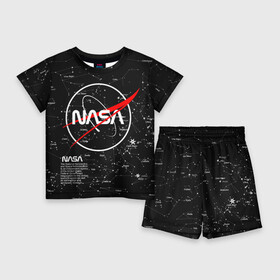 Детский костюм с шортами 3D с принтом NASA в Екатеринбурге,  |  | nasa | астронавт | вселенная | звёздная карта | звёзды | космический | космонавт | космонавтика | космос | наса | ракета | шатл
