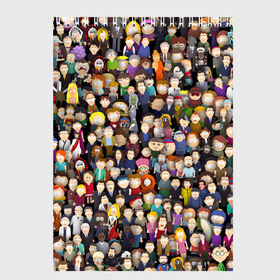 Скетчбук с принтом Персонажи South Park в Екатеринбурге, 100% бумага
 | 48 листов, плотность листов — 100 г/м2, плотность картонной обложки — 250 г/м2. Листы скреплены сверху удобной пружинной спиралью | park | sout | мультик | парк | патрен | персонаж | саус | сериал | толпа | южный