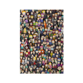 Обложка для паспорта матовая кожа с принтом Персонажи South Park в Екатеринбурге, натуральная матовая кожа | размер 19,3 х 13,7 см; прозрачные пластиковые крепления | park | sout | мультик | парк | патрен | персонаж | саус | сериал | толпа | южный