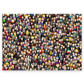 Поздравительная открытка с принтом Персонажи South Park в Екатеринбурге, 100% бумага | плотность бумаги 280 г/м2, матовая, на обратной стороне линовка и место для марки
 | Тематика изображения на принте: park | sout | мультик | парк | патрен | персонаж | саус | сериал | толпа | южный