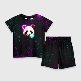 Детский костюм с шортами 3D с принтом Панда в Екатеринбурге,  |  | animals | panda | весна | вселенная | галактика | космос | лето | панда | пандочка | с пандой