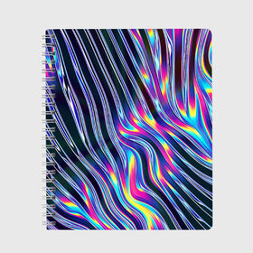 Тетрадь с принтом DIGITAL ABSTRACT в Екатеринбурге, 100% бумага | 48 листов, плотность листов — 60 г/м2, плотность картонной обложки — 250 г/м2. Листы скреплены сбоку удобной пружинной спиралью. Уголки страниц и обложки скругленные. Цвет линий — светло-серый
 | Тематика изображения на принте: abstraction | geometry | hexagon | neon | paints | stripes | texture | triangle | абстракция | брызги | геометрия | краски | неон | неоновый | соты | текстура