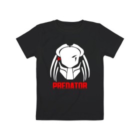 Детская футболка хлопок с принтом PREDATOR в Екатеринбурге, 100% хлопок | круглый вырез горловины, полуприлегающий силуэт, длина до линии бедер | aliens | avp | black | cinema | predator | кино | фильм хищник | фильмы | хищник | чёрный | чужой