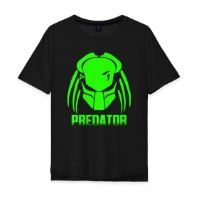 Мужская футболка хлопок Oversize с принтом PREDATOR в Екатеринбурге, 100% хлопок | свободный крой, круглый ворот, “спинка” длиннее передней части | aliens | avp | black | cinema | predator | кино | фильм хищник | фильмы | хищник | чёрный | чужой