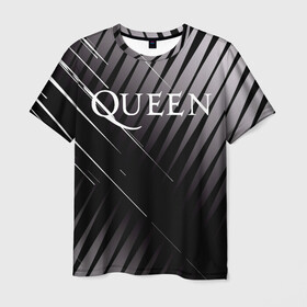 Мужская футболка 3D с принтом Queen в Екатеринбурге, 100% полиэфир | прямой крой, круглый вырез горловины, длина до линии бедер | 3d | queen | британская | группа | исполнитель | лого | логотип | музыканты | надпись | рок | эмблема