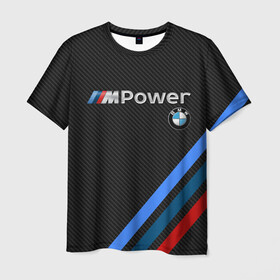 Мужская футболка 3D с принтом BMW POWER CARBON в Екатеринбурге, 100% полиэфир | прямой крой, круглый вырез горловины, длина до линии бедер | bmw | carbon power | абстракция | авто | автомобиль | бмв | карбон | лого | логотип | машина | скорость