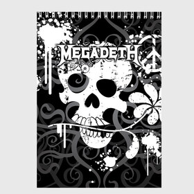 Скетчбук с принтом Megadeth в Екатеринбурге, 100% бумага
 | 48 листов, плотность листов — 100 г/м2, плотность картонной обложки — 250 г/м2. Листы скреплены сверху удобной пружинной спиралью | countdown to extinction | бас | гитара | группа | дэйв мастейн | кико лоурейро | лос анджелес | метал | трэш | хард рок | хеви метал