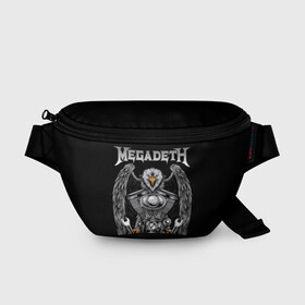 Поясная сумка 3D с принтом Megadeth в Екатеринбурге, 100% полиэстер | плотная ткань, ремень с регулируемой длиной, внутри несколько карманов для мелочей, основное отделение и карман с обратной стороны сумки застегиваются на молнию | countdown to extinction | бас | гитара | группа | дэйв мастейн | кико лоурейро | лос анджелес | метал | трэш | хард рок | хеви метал